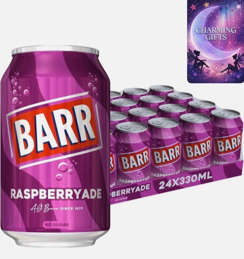 Rasberryade 24 pack Fizzy Drink Cans, No Sugar, 24 x 330 ML