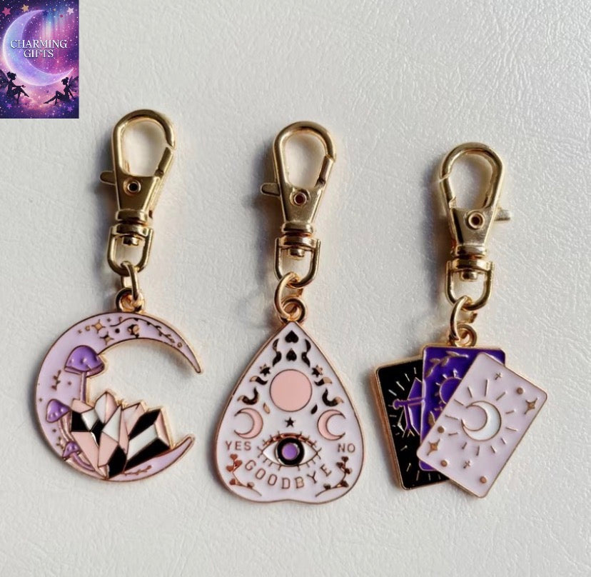 3pcs Magical Sun And Moon Keychain Set - Alloy Metal, Lobster Clasp, Suitable for Key Rings, Bags And Wallets - Women'S Fashion Additions
