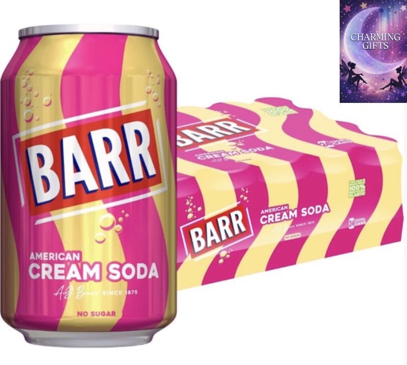 BARR since 1875, American Cream Soda, 24 pack Fizzy Drink Cans, No Sugar Free Diet, 24 x 330 ml