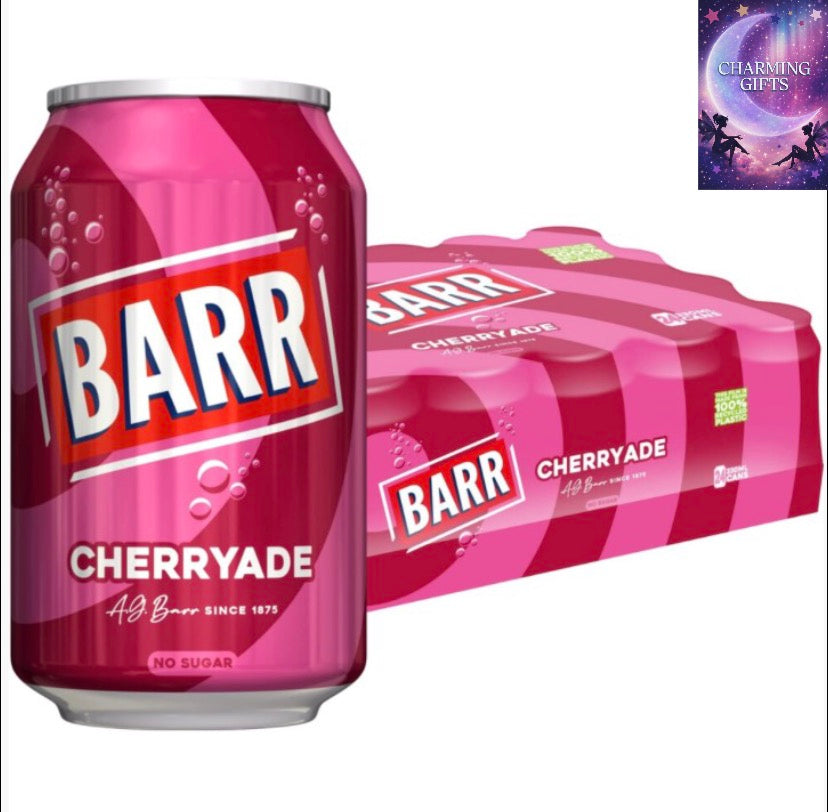 BARR Since 1875 Cherryade - 24 Pack Cherryade, Zero No Sugar Cherry Flavoured Fizzy Drink Cans, 24 x 330ml
