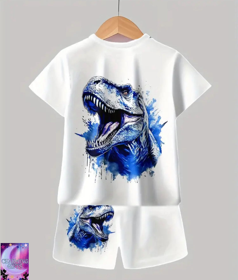 Boys Suit Fashion 3D Printed Casual Pullover Short Sleeve Shorts T Sweatshirt, BoysOutdoor T-Shirt shorts Set, Perfect for Outdoor