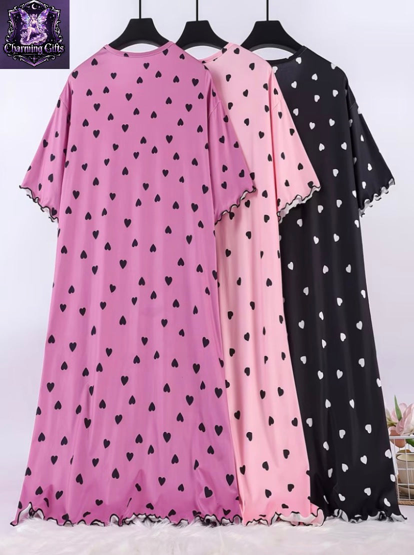 💕 3-Pack Heart Print Summer Nightgowns