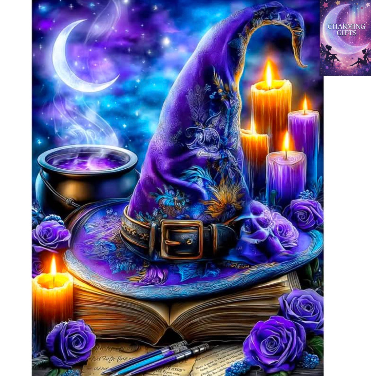 1pc Frameless DIY 5D Diamond Painting, Beautiful Magic Hat, Full Artificial Diamond Painting, Round Diamond Painting Kit, Handmade Home Office Wall Decor Gift