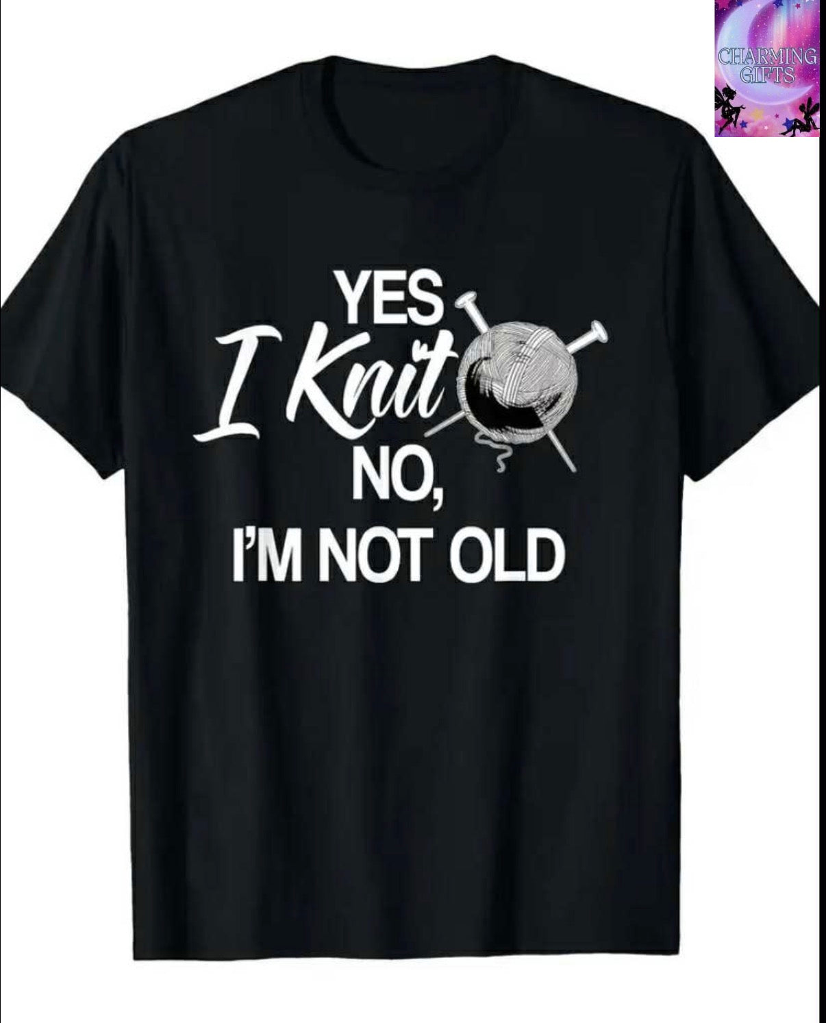Adult Funny "Yes I Knit, I'm Not Old" T-Shirt - Humorous Knitting Graphic Tee with Pom-Pom Design, Soft Breathable Fabric, All-Season Casual Shirt for Knitting Enthusiasts unisex