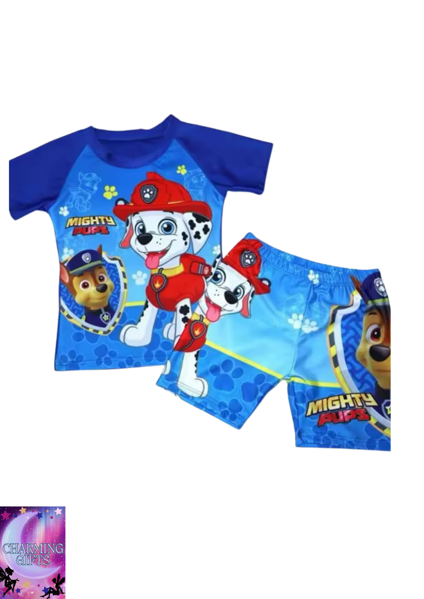 Paw Patrol Swimsuit Print Kids Swimming Trunks Playsuit Swimwear Pants Set Child Short Sleeve Swimwear Beach Bathing Suit