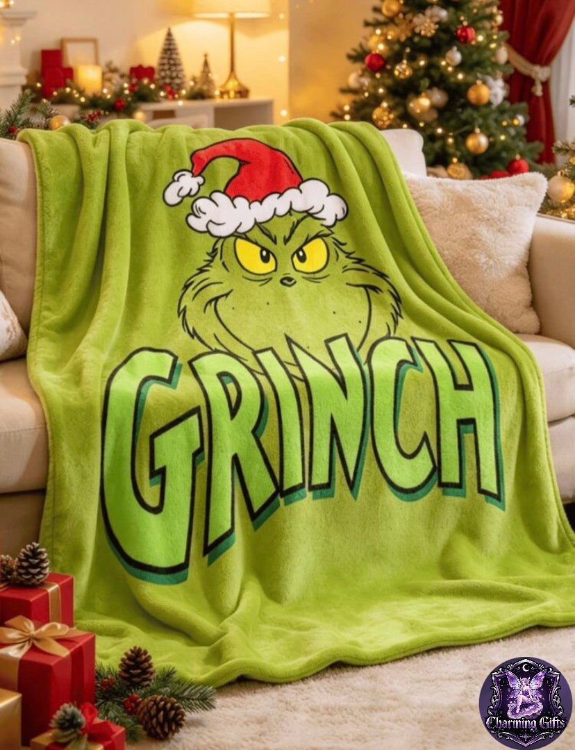 🟢 The Grinch Flannel Throw Blanket 🎄