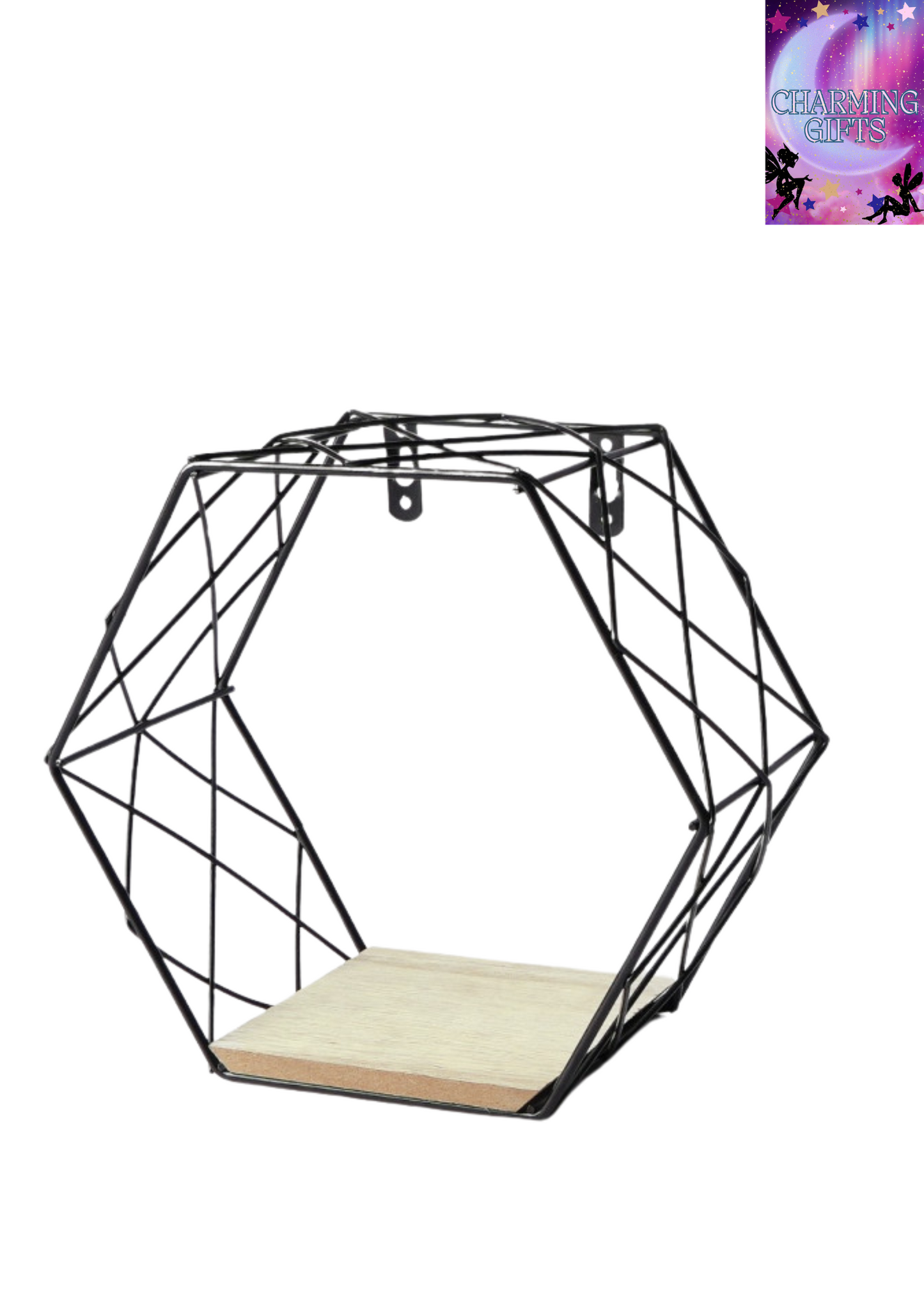 Hexagon Iron Wall Rack Shelf - Black