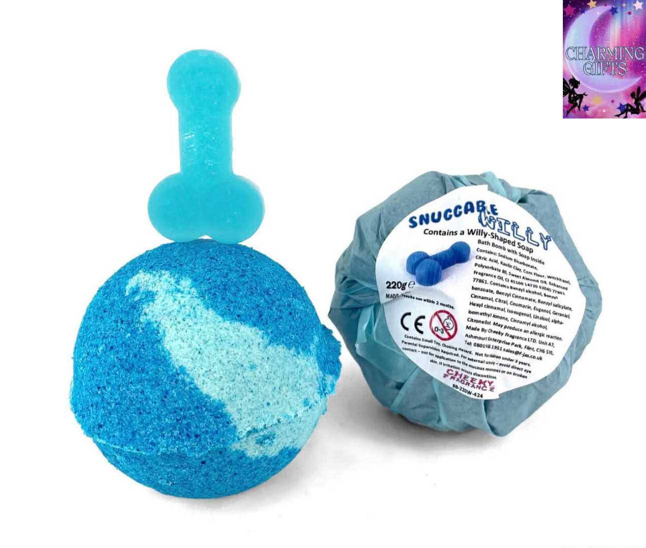 Snuggable WILLY Surprise Bath Bomb with W***y-Shaped Soap Bar Inside