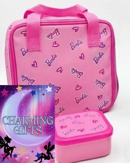 Girls Barbie Lunch Bag Snack Box Set