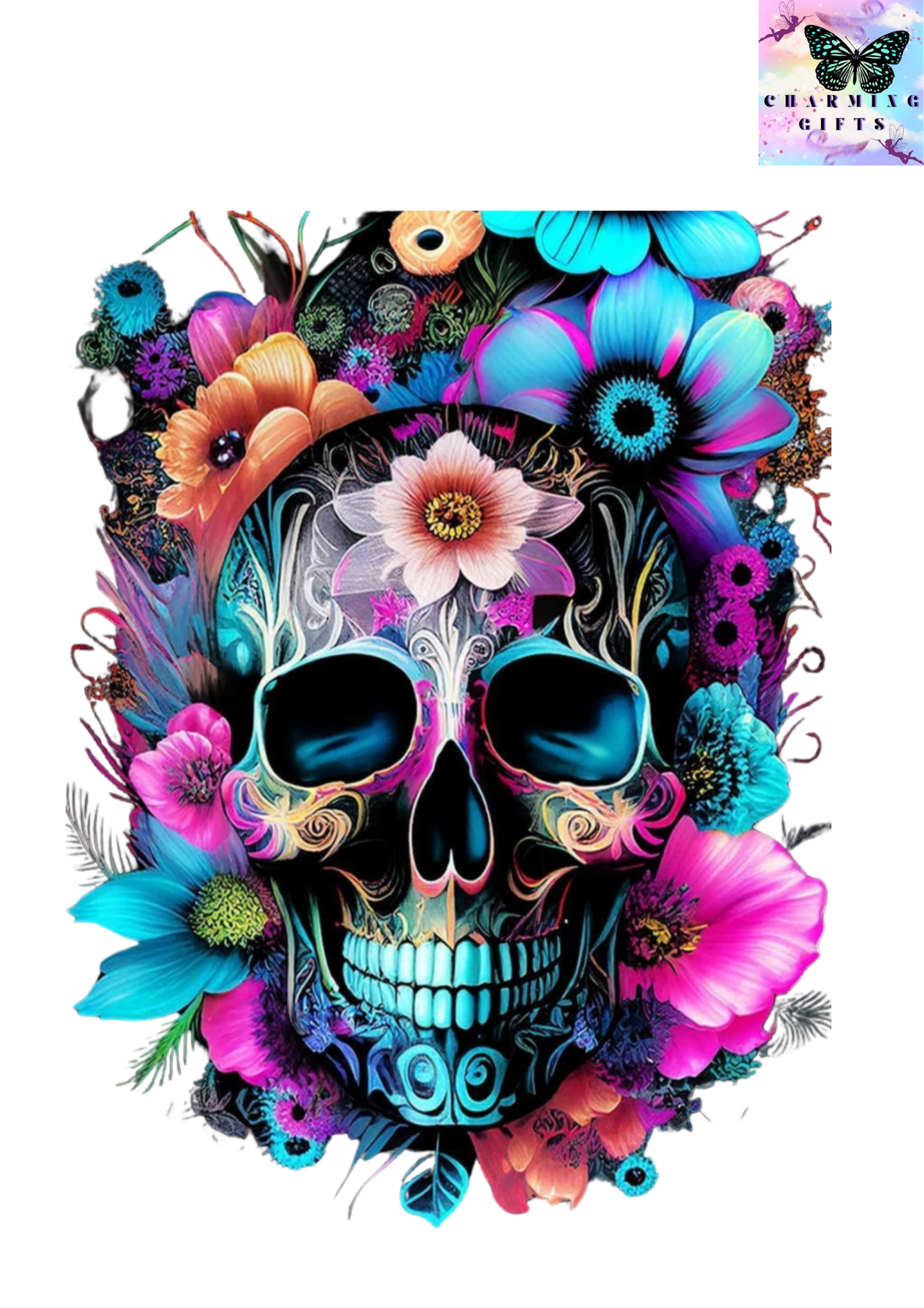 Skull Flower Diamond Painting Kits for Adults，Diamond Art Kits, Diamond Art Craft for Home Wall Decor 12x16inch Wonderland (183)