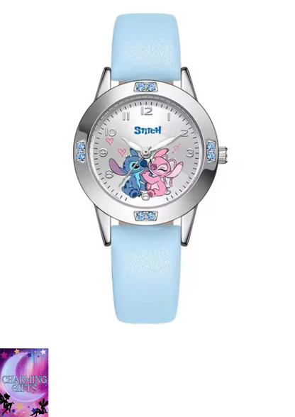 Disney Stitch Cartoon Ladies Girl Steel Belt Belt High Quality Diamond Set Quartz Watch Women's Watches Quartz Wristwatch