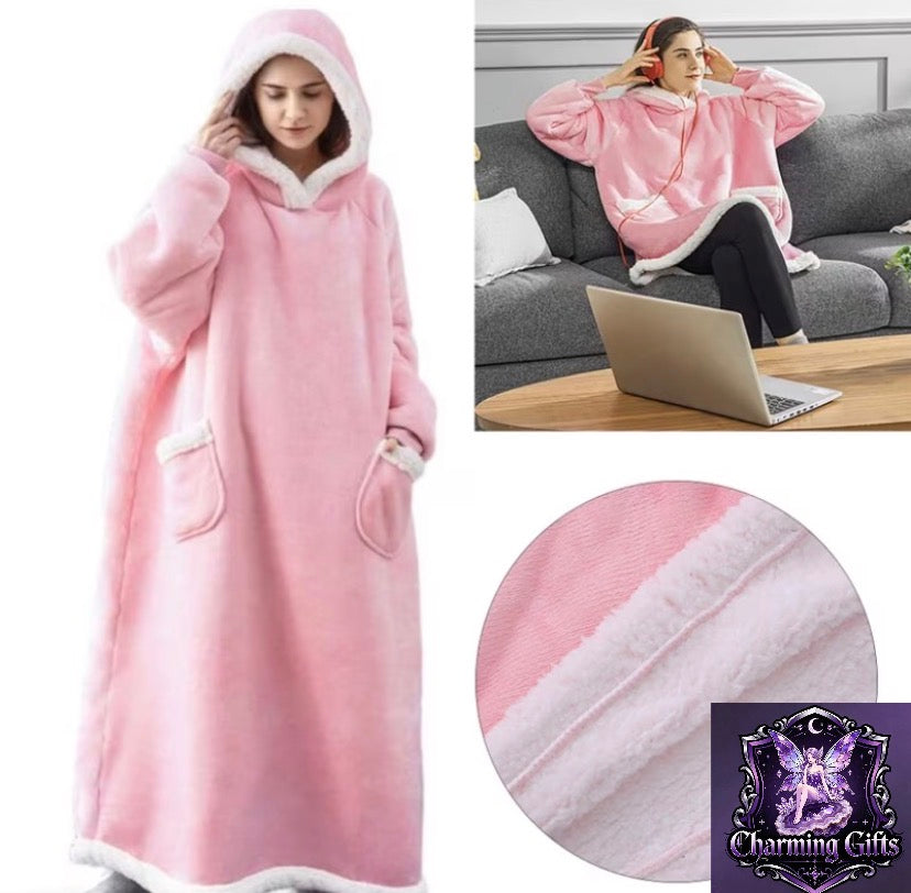 🧸 Oversized Wearable Blanket Hoodie — Ultra-Soft Flannel Comfort