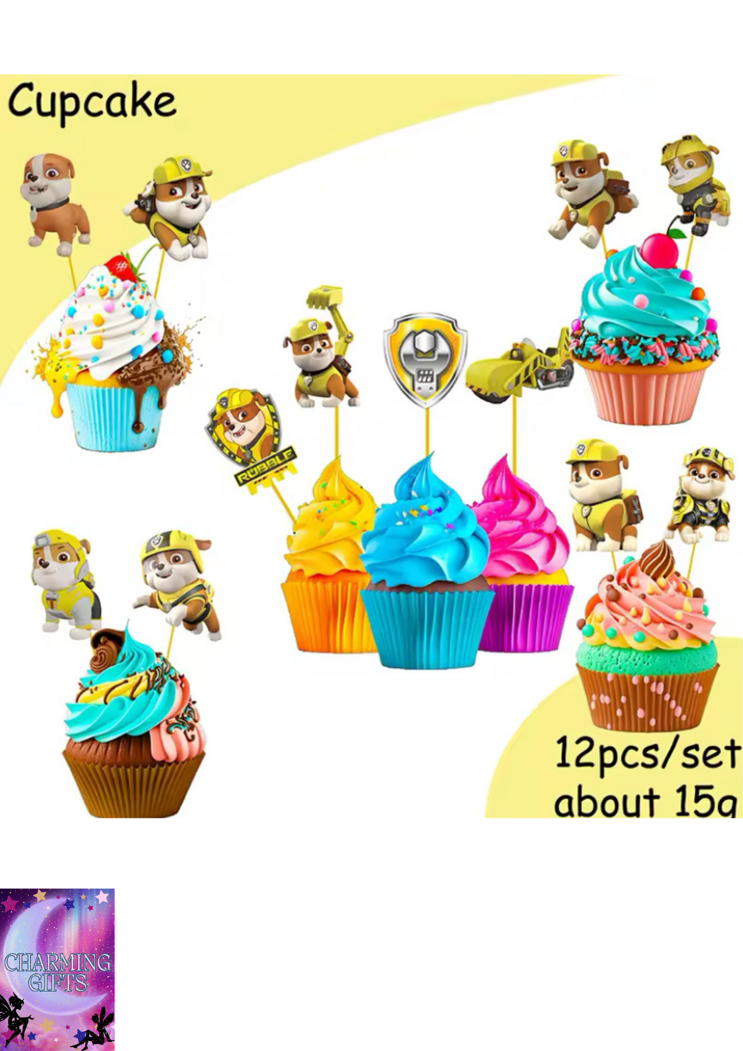 New Paw Patrol Birthday Decoration Dogs Rubble cupcake topper