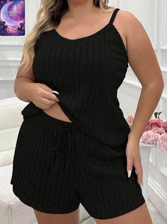 Women'S Stylish Solid Color Camisole Shorts Pajama Set