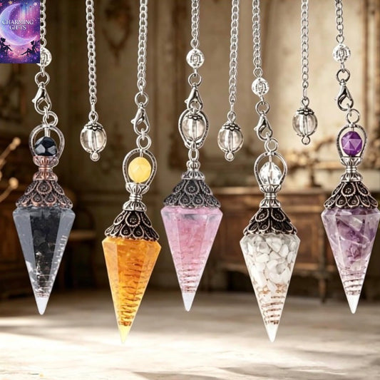 5PCS Vintage Pendulums Hexagonal Crystal Healings Stone, Crystals Pendant for Home Hanging Decor, Present