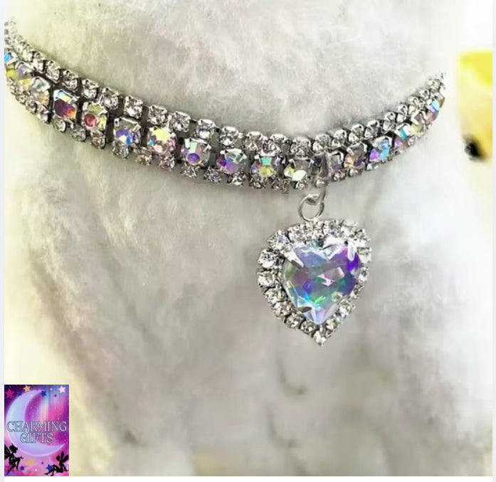 Kitten Diamante Collar Necklace for Cat Rhinestone Cute Bling Puppy Doggy Crystal Pendant Diamond Collar Pet Accessories