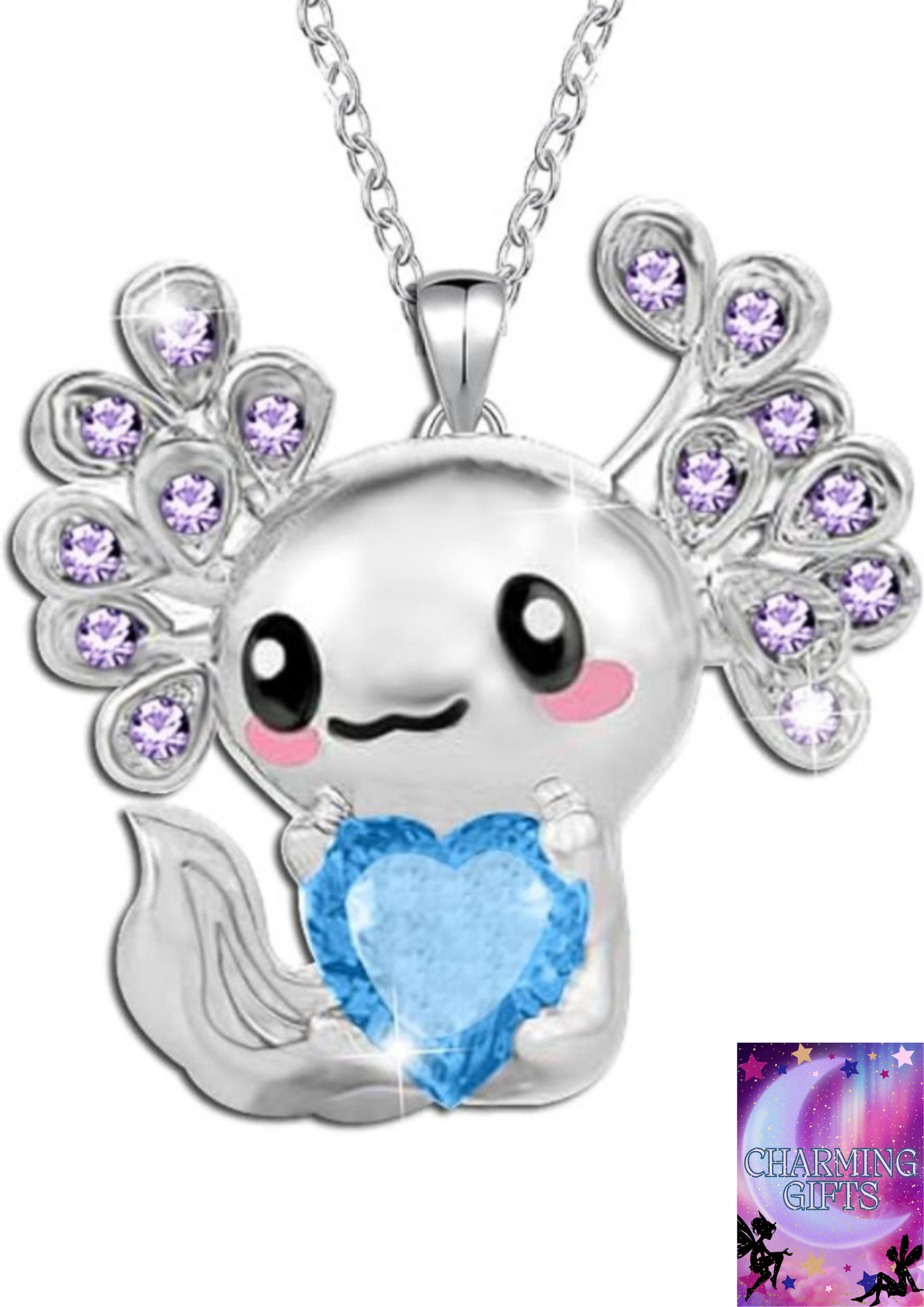 Cute Axolotl Necklace for Girls Boys Crystal Pendant Necklaces Gifts Jewelry Gifts for Girls Daughter Boys Son Granddaughter Niece Birthday Christmas Graduation Gift