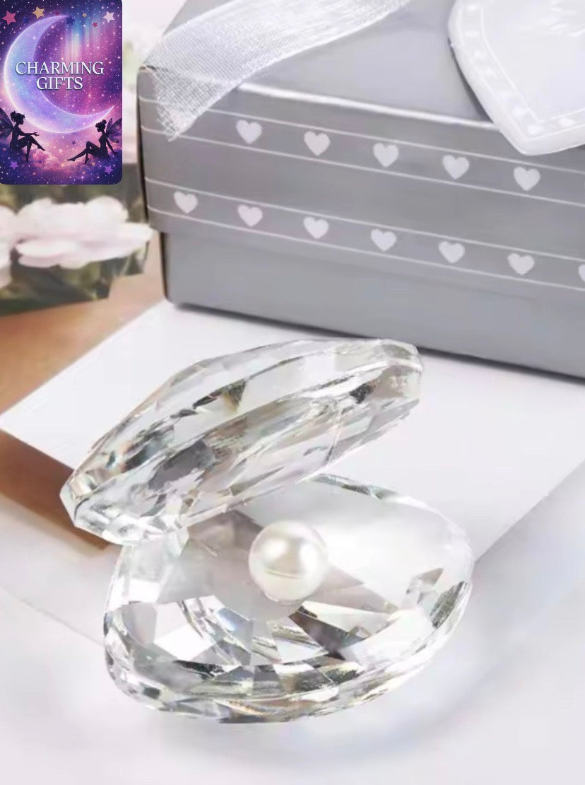 Home Decoration Exquisite Crystal Pearl Clam Creative Unique Crystal Crafts Artificial Desktop Ornament Wedding