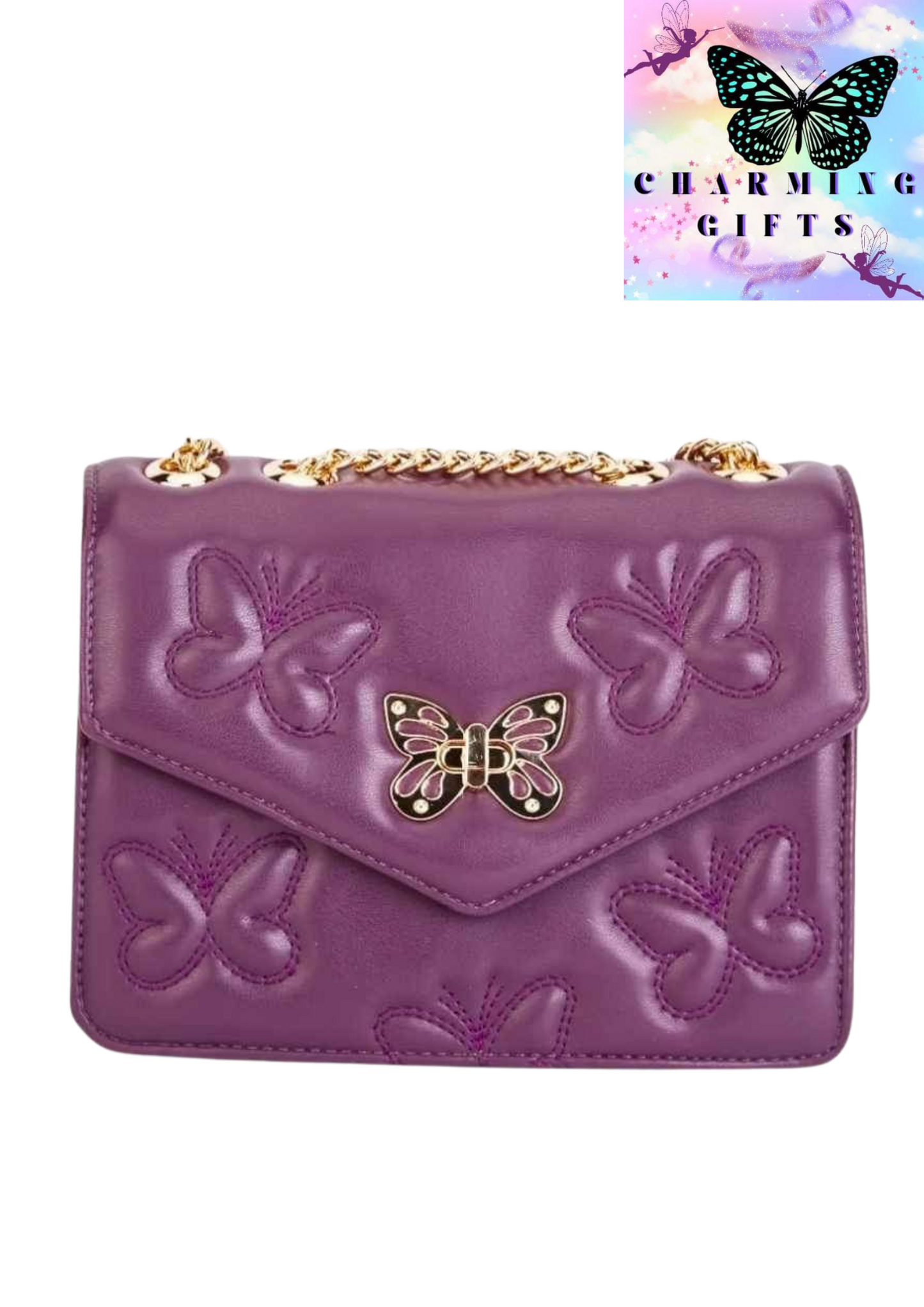 Butterfly Encrusted Flap Bag