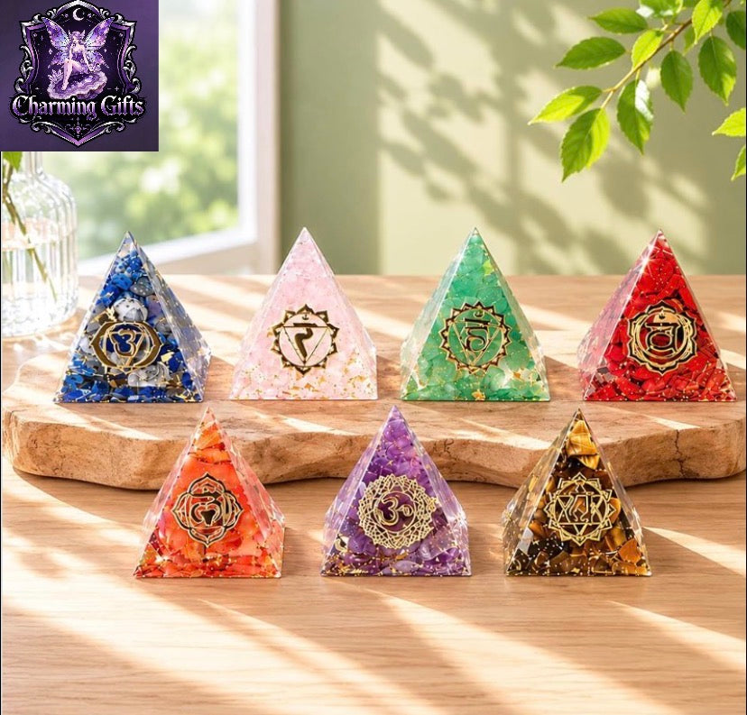 7PCS Pyramid for Positive Energy, Healing Crystal Pyramids for Chakra Reiki Healing Meditation Attracts Lucky, Multicolor