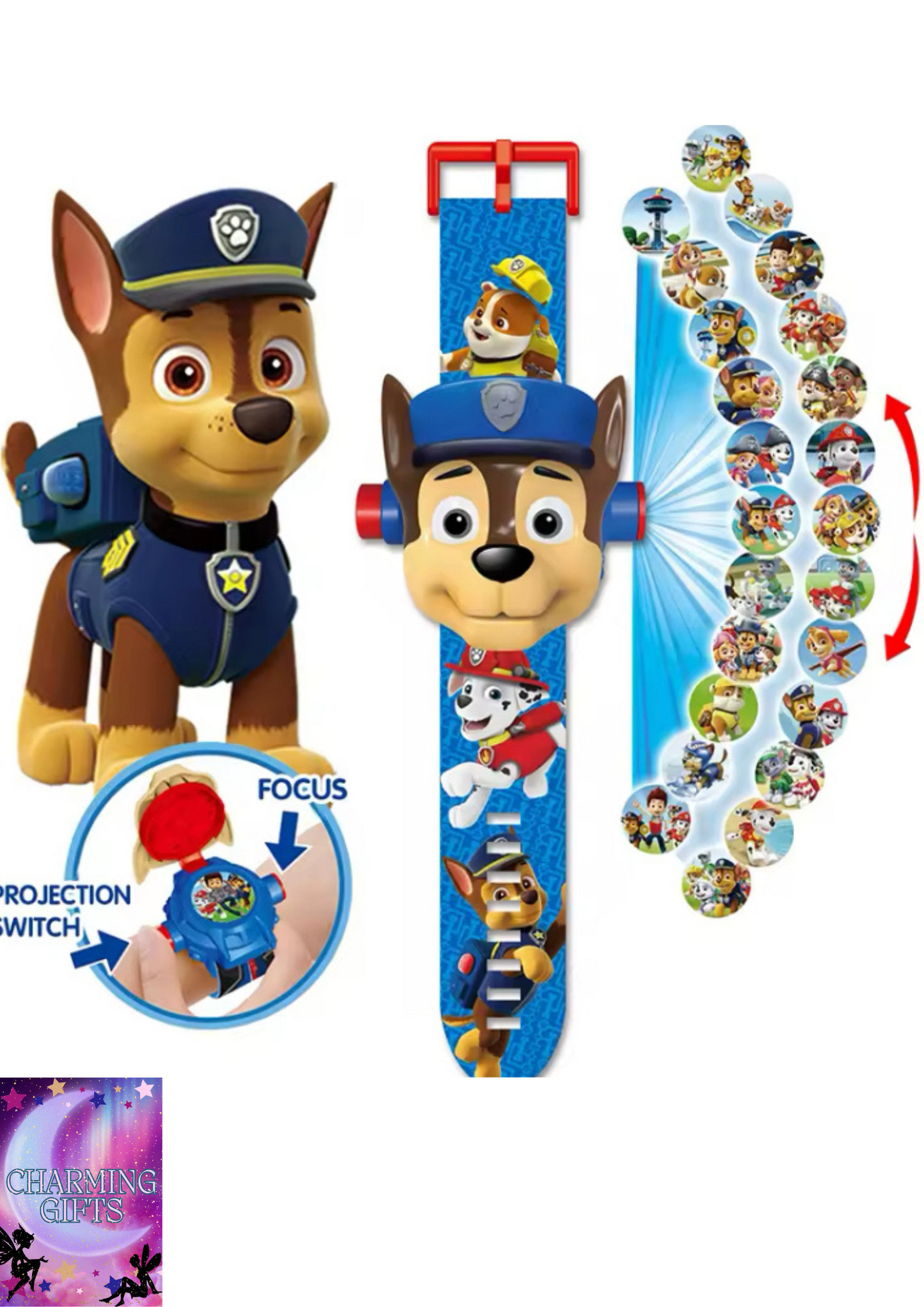 Paw Patrol 3D Projection Digital Watch Toys Set Dog Puppy Patrulla Canina Anime Action Figures Model Toy Marshall Chase Kid Gift