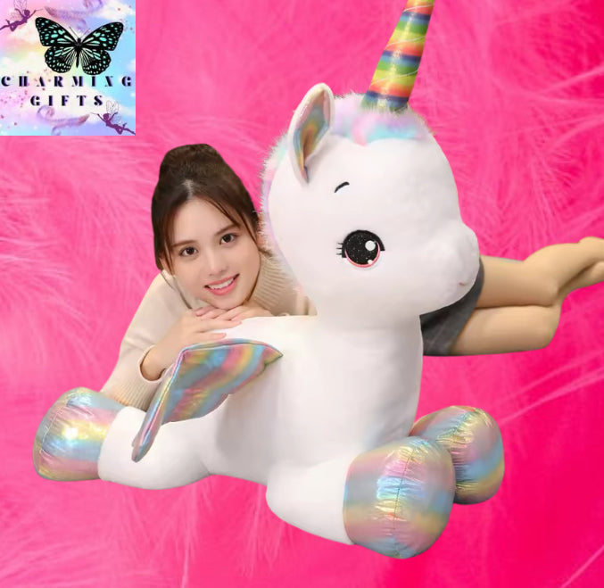 Huggable Soft Cute Unicorn Dream Rainbow Plush Toy High Quality Pink Horse Sweet Girl Home Decor Sleeping Pillow Gift For Kids 80CM