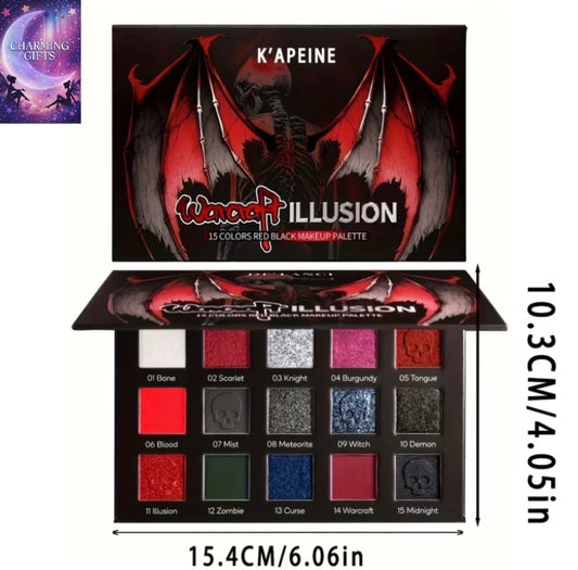 15 Colors Eyeshadow Palette, Highly Pigmented Matte And Shimmer Makeup Palette, Long-Lasting Blendable Eyeshadow Set, Gothic Dark Color Professional Eye Makeup for Party Halloween