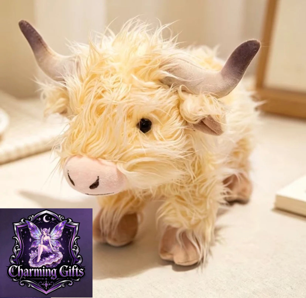Standing Highland Cow Plush Toy Set, Soft Fluffy Scottish Cow Stuffed Animals, Adorable Farm Cow Plushies, Cuddly Gifts for Kids