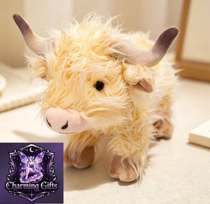 Standing Highland Cow Plush Toy Set, Soft Fluffy Scottish Cow Stuffed Animals, Adorable Farm Cow Plushies, Cuddly Gifts for Kids