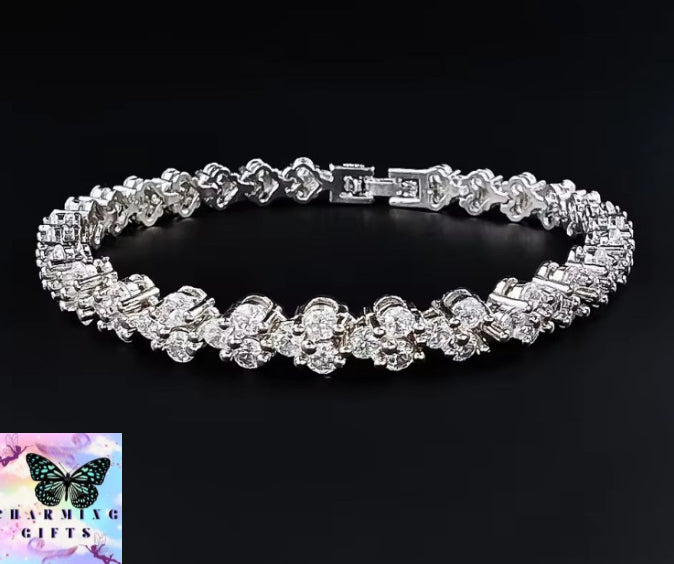 2024 New Luxury 18cm Silver Color Bracelet Bangle for Women Wedding Gift Jewelry Wholesale on Hand Love S5457