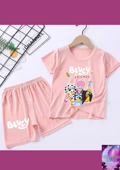 Bluey Bingo Children Short-sleeved Clothes Pants Suit Boys Summer Thin Pajamas Home Baby Air Conditioning T Shirt Girls Gift
