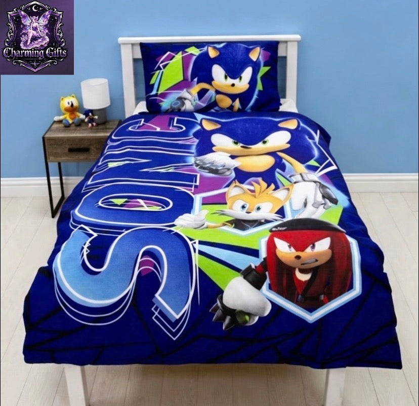 Sonic Prime Officially Licensed Sonic the Hedgehog Design Gaming Single Duvet Cover Set