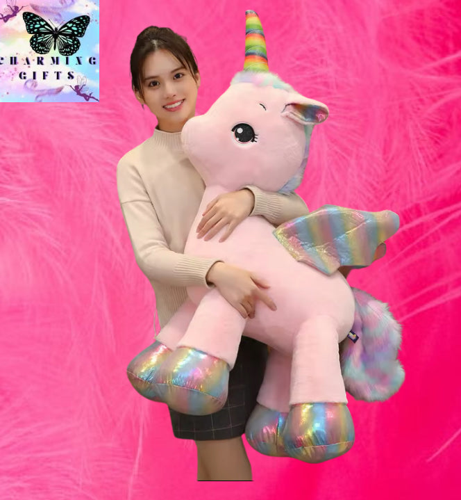 Huggable Soft Cute Unicorn Dream Rainbow Plush Toy High Quality Pink Horse Sweet Girl Home Decor Sleeping Pillow Gift For Kids 80CM