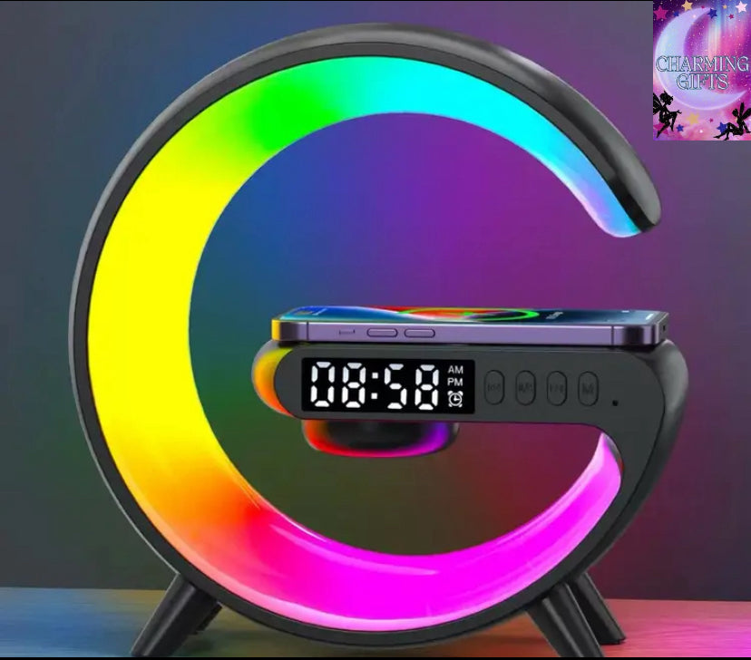 Wireless Speaker - Sunrise Alarm, RGB Rhythm Light, Fast Charging | Tabletop 5.1 Surround Sound, 300mAh Battery, 5-10W Output