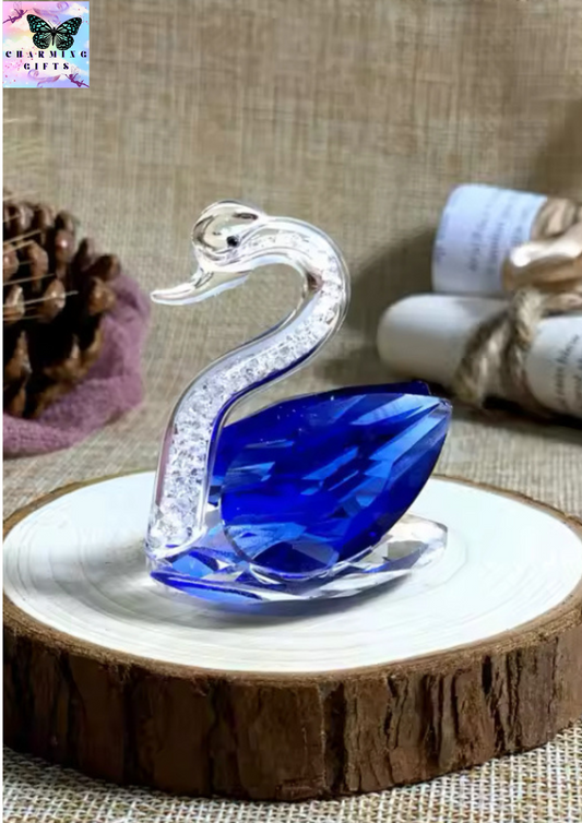 5 Colors Cute Swan Crystal Figurines Glass Ornament Collection Diamond Swan Animal Paperweight Table Craft Home Decor Kids Gifts