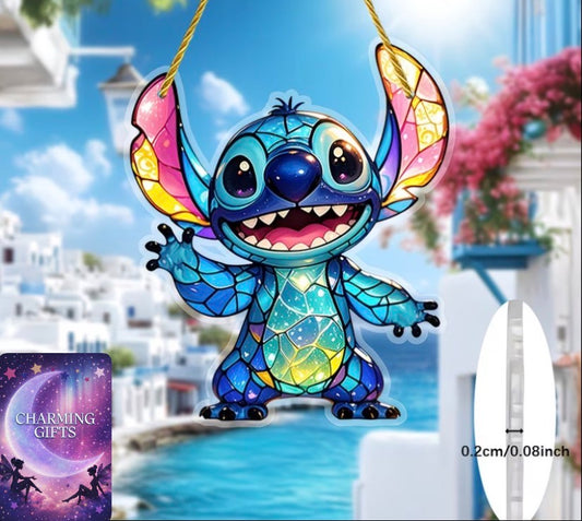 2D Flat, 2D Flat Wall Decoration, 1pc of Disney Stitch Themed Wall Decoration, Irregular Acrylic Sunshine Catcher -12.75 * 15.01 cm Wall Art Decoration, Suitable for Home Wall Decoration, Porch Wall Decoration, Window Wall Decoration, Bedroom Wall