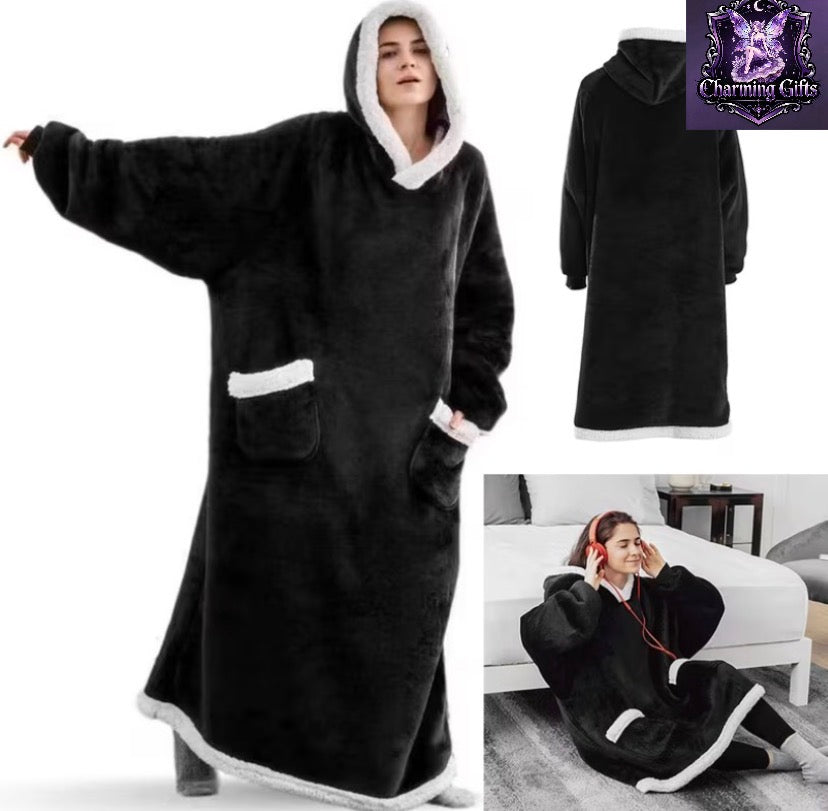 🧸 Oversized Wearable Blanket Hoodie — Ultra-Soft Flannel Comfort