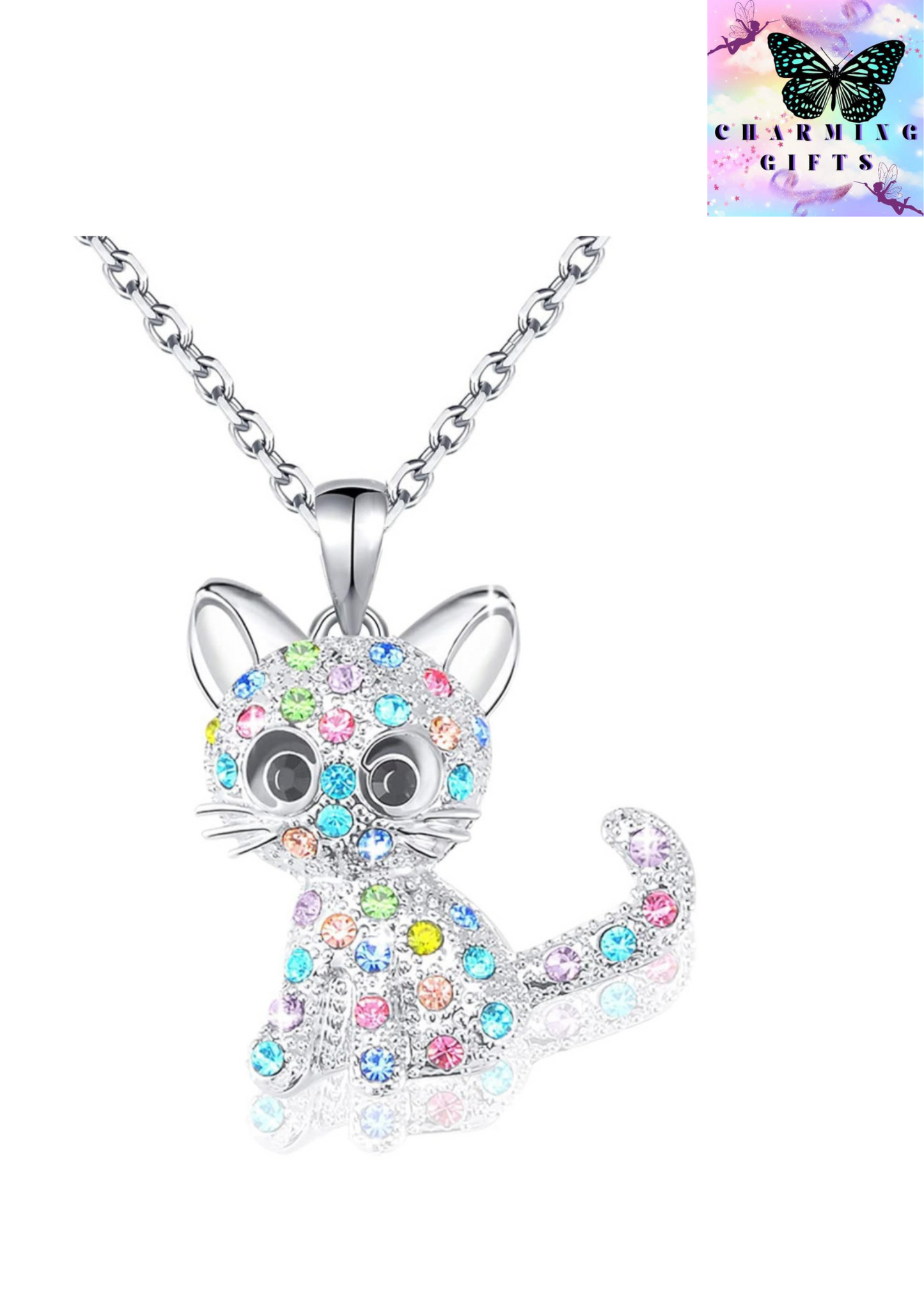 Cat Necklace for Girls Crystal Pendant Necklaces Cat Lover Gifts Jewelry Gifts for Girls Daughter Granddaughter Niece Birthday