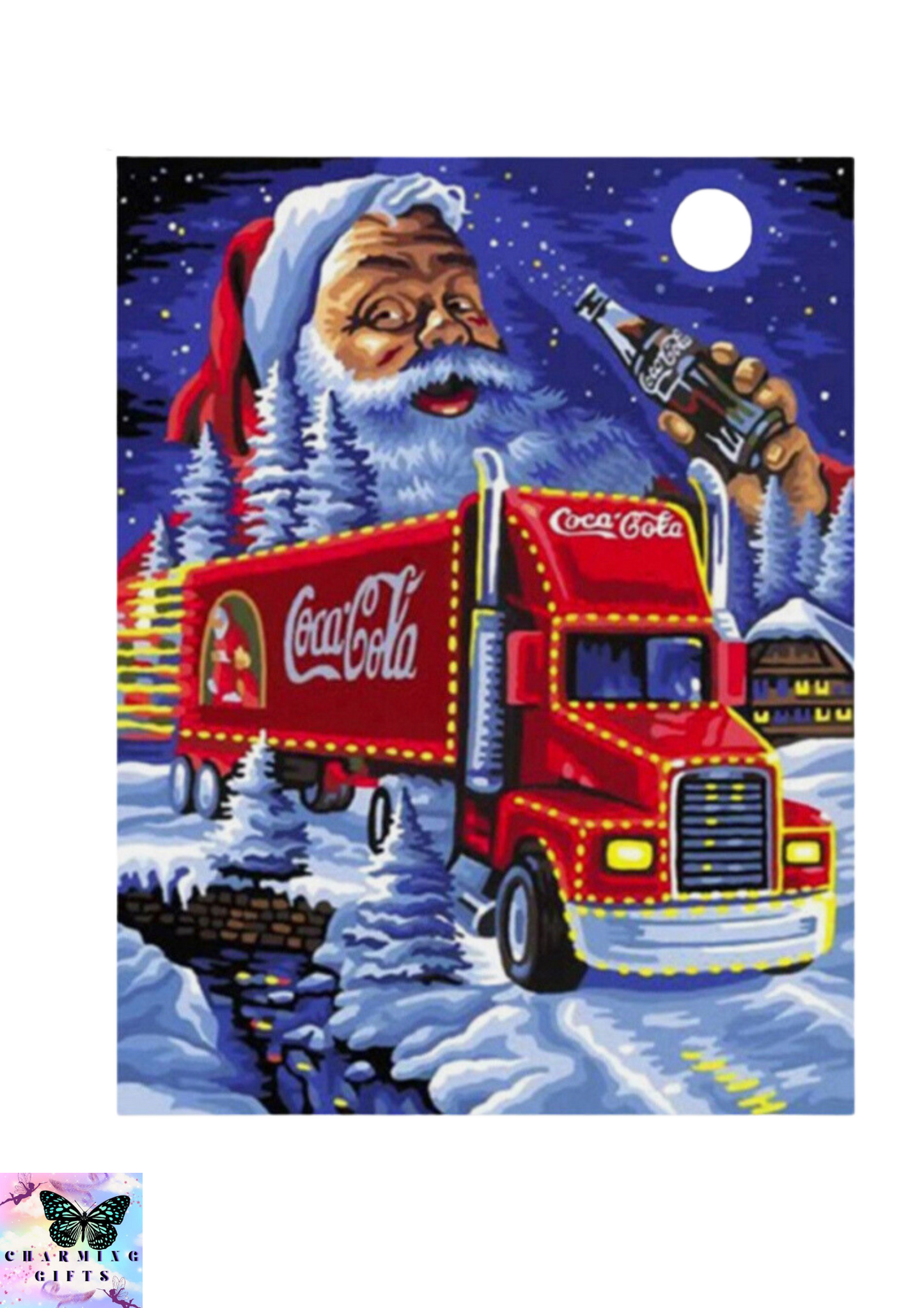 5D DIY Art-Full Drill Snow Santa Truck Diamond Painting Cross Stitch Xmas Craft