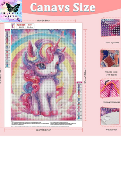 Unicorn Diamond Painting Art Kits Adults,DIY Diamond Art Painting Kits Rainbow,30x40cm Full Diamond Art Kits Adults,Fantasy Animal Diamond Painting Craft