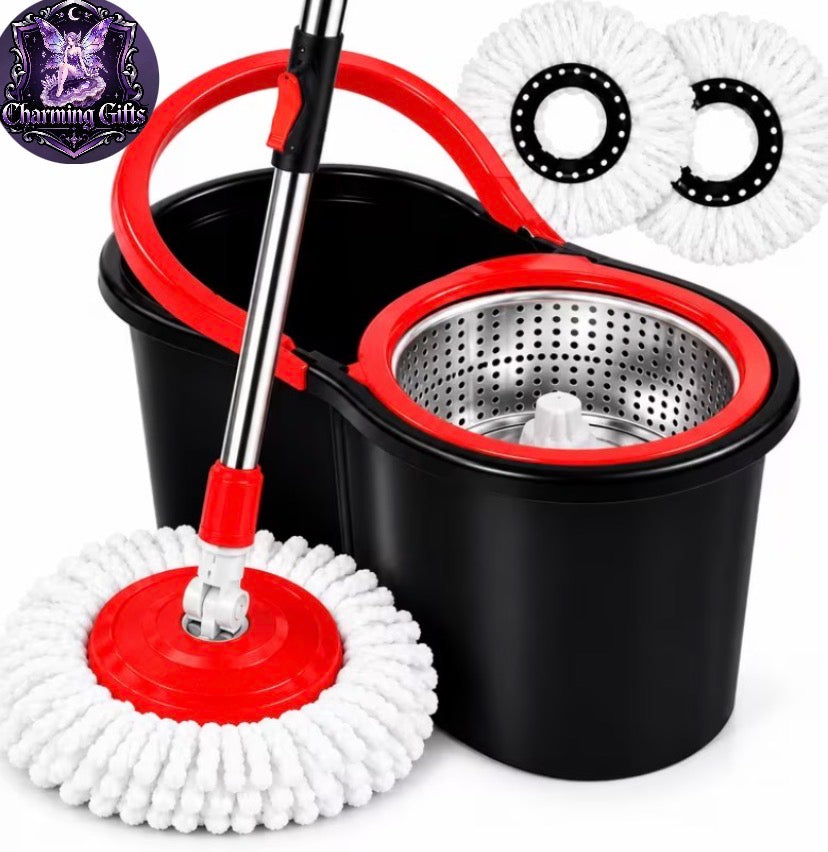 🧹 360° Spin Mop & Bucket System — Hands-Free Wash & Dry