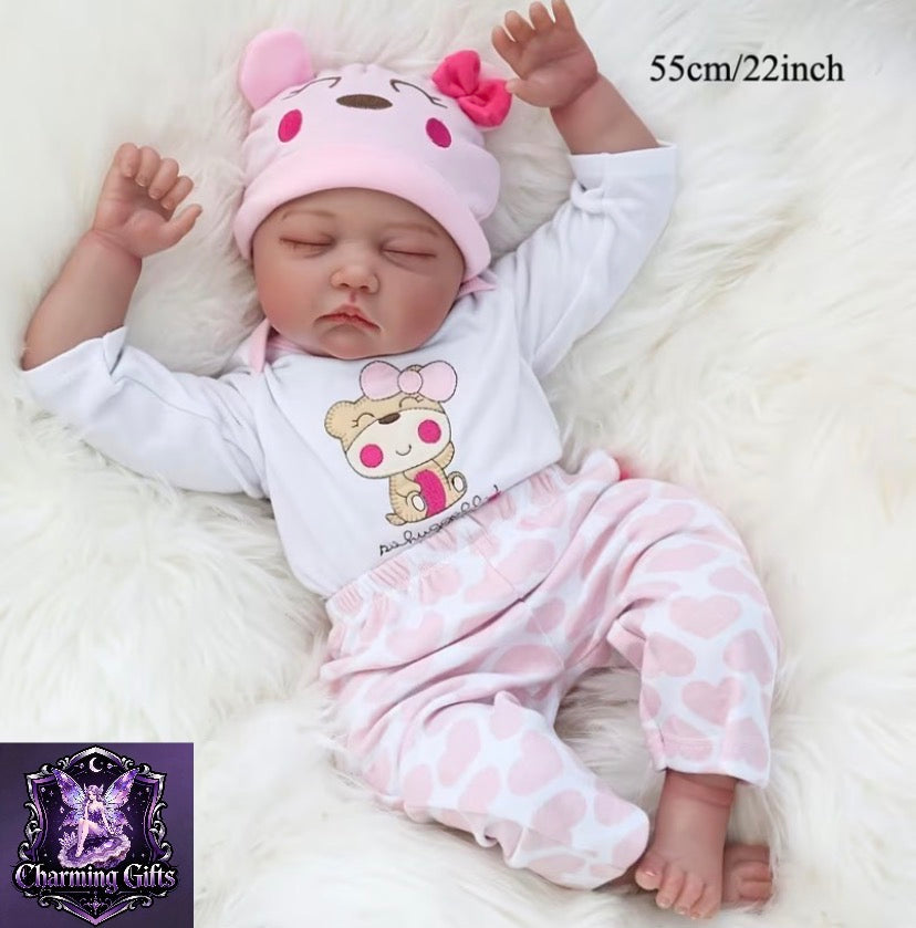 🍼 22" Lifelike Asleep Reborn Baby Doll — 55cm Realistic Newborn