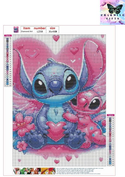 Stitch Diamond Painting Kits for Adults,Diamond Painting Pictures by Numbers for Kids Adults,Diamond Art Kits ， 12 x 16 inch (Black)