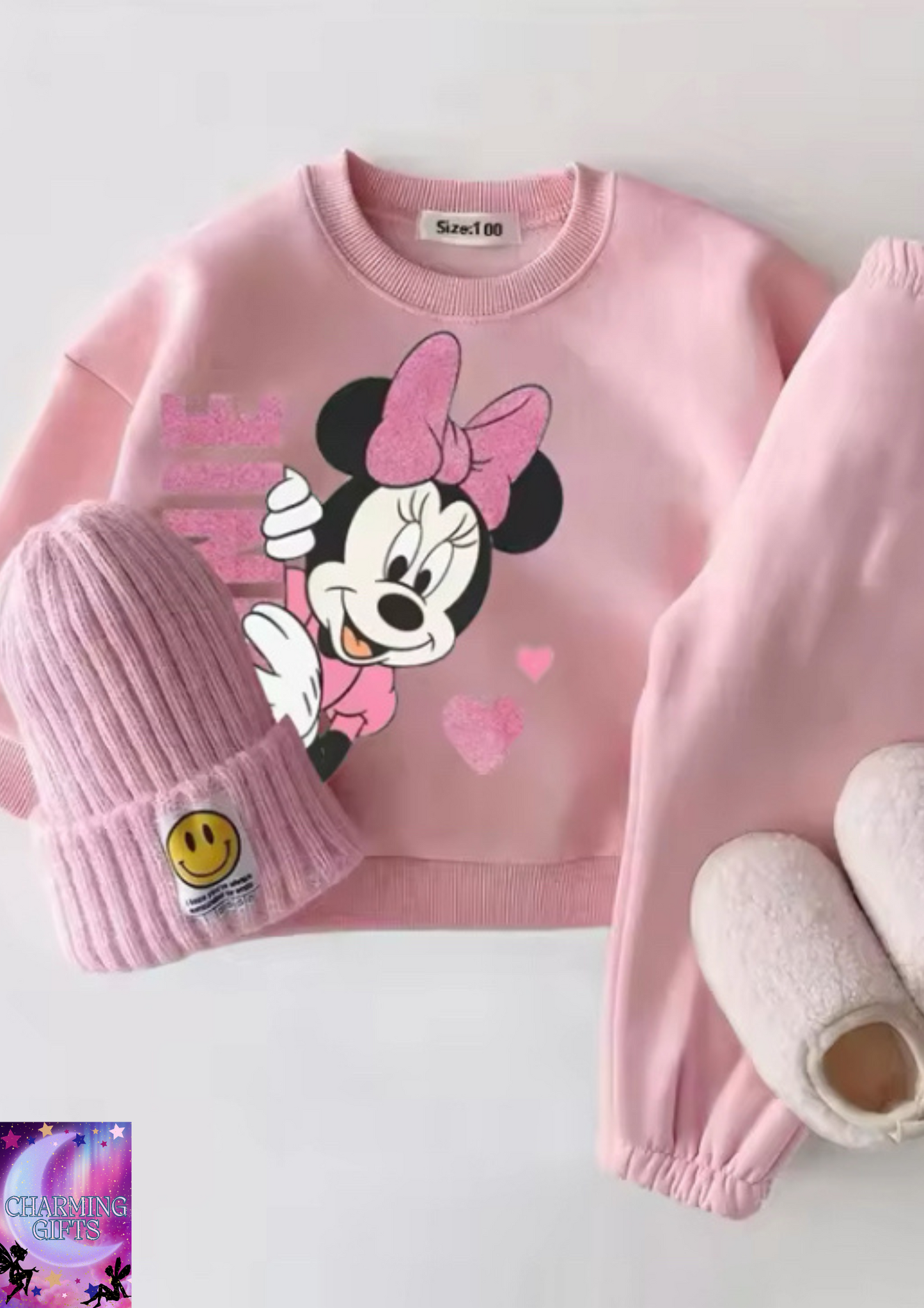 2Pcs Warm Thicken Toddler Clothes Suits Cute Minnie Mickey Mouse Long Sleeved Top + Pant Winter Autumn Children Baby Clothing