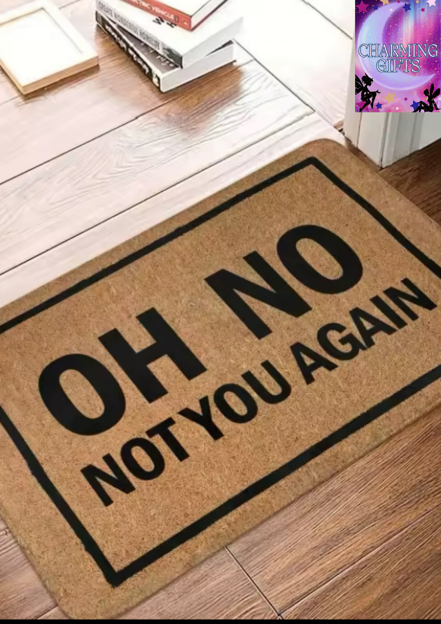Fun Felt Doormat Oh No Not You Again 100% Polyester Decorative Door Rug for Home Anti Slip and Indoor and Outdoor Simple Carpets