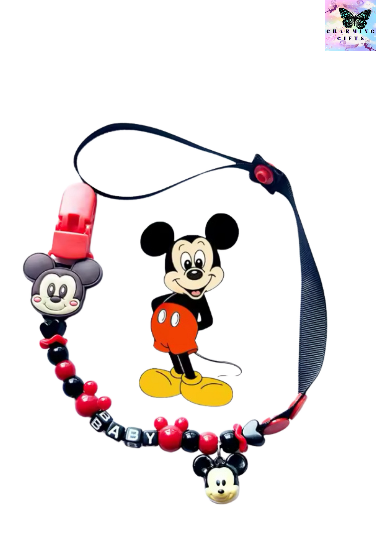 Disney Pacifier Clips Stitch Mickey Anime Figures Baby Teether Chain Silicone Anti-drop Anti-lost