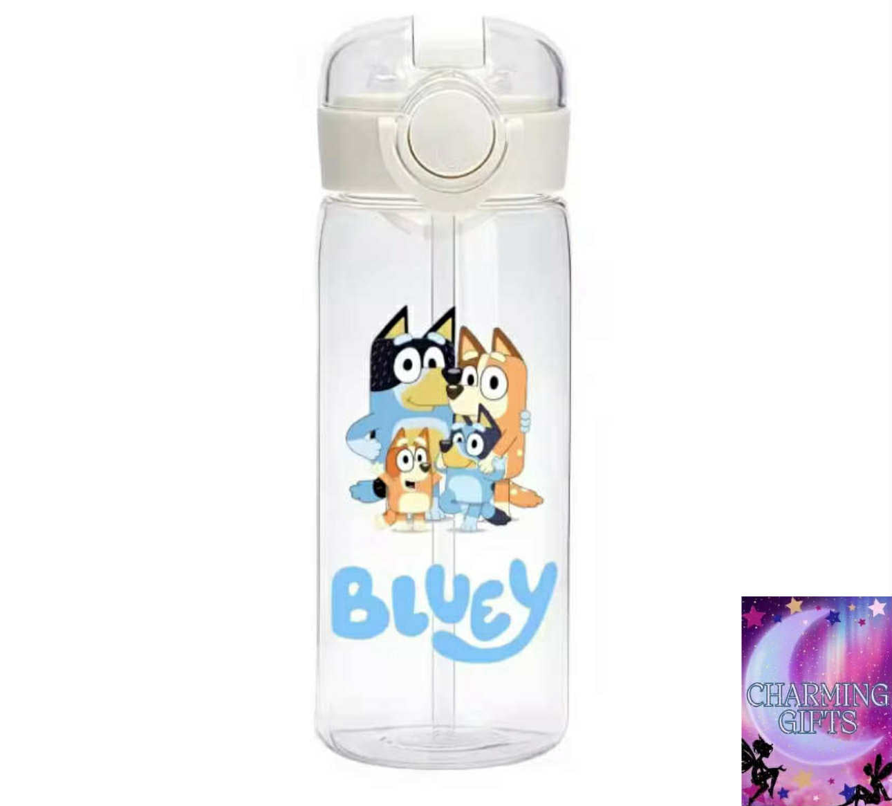 Bluey Straw Water Bottle Large Capacity Plastic Water Cup Portable Drink Bottle Outdoor Sports Bingo Drinking Water Bottle Gifts