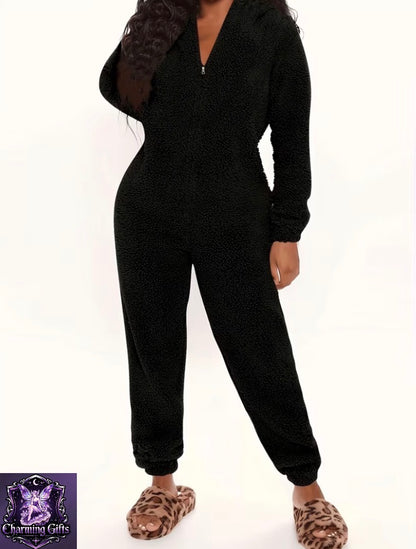 Women’s Hooded Bear Ear Plush Onesie