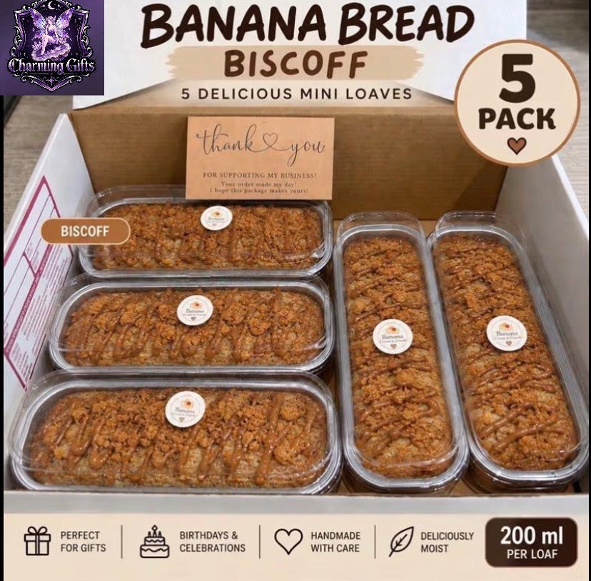 🤎 5 Pack Biscoff Banana Bread Mini Loaves — Handmade & Irresistibly Moist