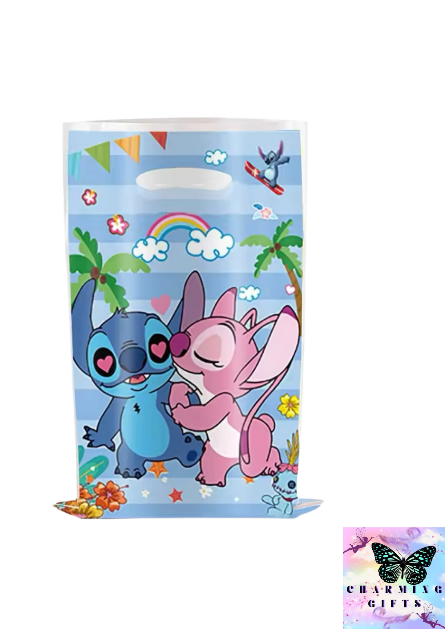 Disney Lilo&Stitch Party Gift Bags Kids Candy Treat Bag Party Blue Pink Stitch Angel Goodie Gift Bags For Kids Birthday Party